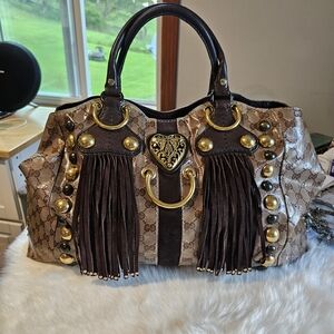 Gucci XL Crystal Fringe Babouska Hobk